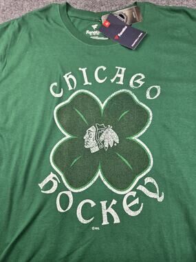 FANATICS Chicago Blackhawks Irish Schamrock XL T Shirt #654